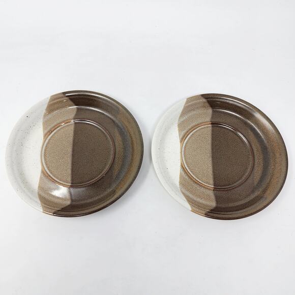 2 Mikasa Saucers Studio Kiln Replacements Vintage Japan Earth Tones Brown Tan - Picture 2 of 6